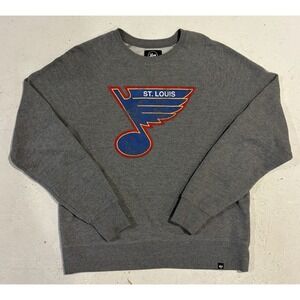 St Louis Blues Sweatshirt‎ Crewneck 47 Brand Gray Long Sleeve Mens Large Retro
